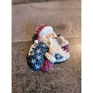 Nickel to the belsnickle 2001 enesco pin santa toy sack glittery pipe xmas